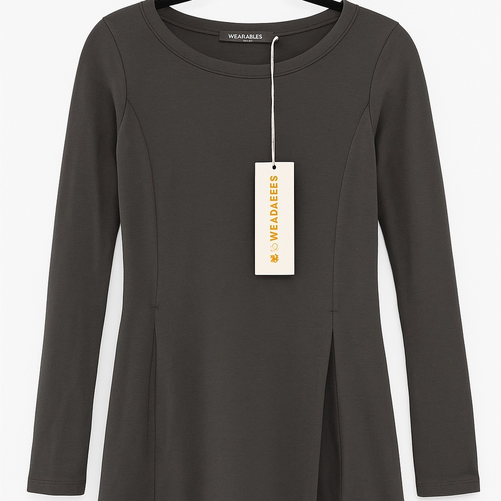 New European Culture Tunic Top – Charcoal Gray